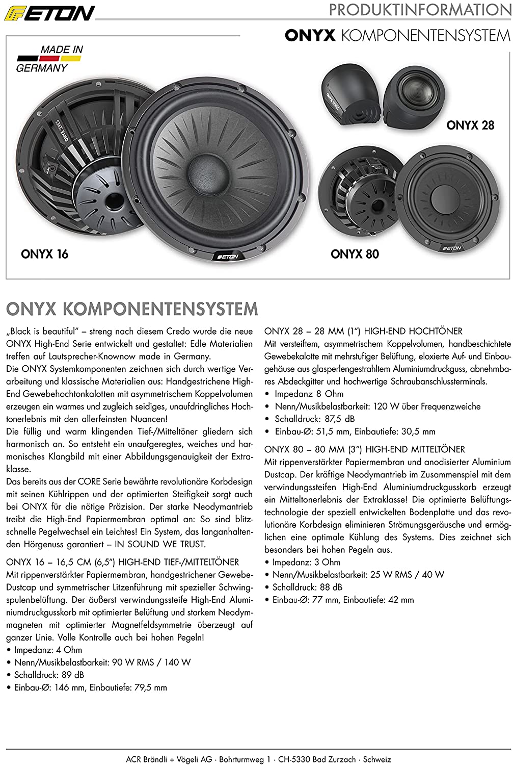 ETON ONYX 80 8 cm Mitteltöner 3" HIGH-END MITTELTÖNER 1 Paar 40 Watt